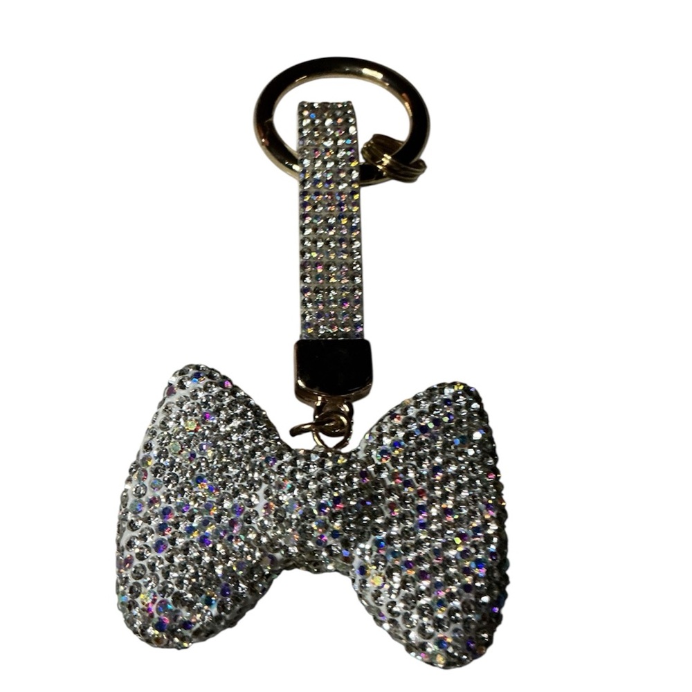 Silver Rhinestone Bow Bag Charm/Keychain NEW